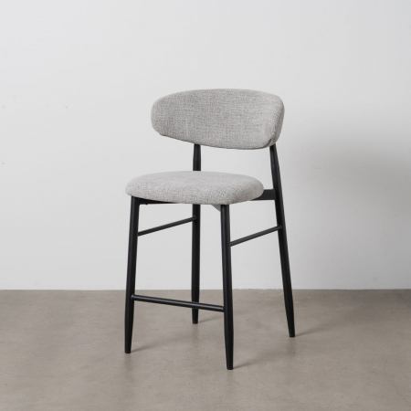 Set 2 scaune bar gri tapițate 65 cm – picioare metalice negre, design modern Ixia [1]