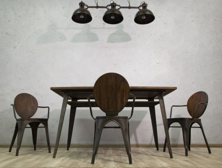 Set 2 Scaune Industriale Metal-Lemn Stil Loft CreativDeco [1]