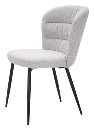 Set de 2 scaune dining gri tapițate, spătar canelat cu decupaj, picioare metalice conice, stil contemporan [5]