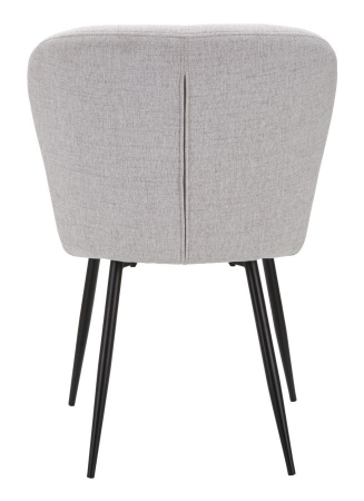 Set de 2 scaune dining gri tapițate, spătar canelat cu decupaj, picioare metalice conice, stil contemporan [6]