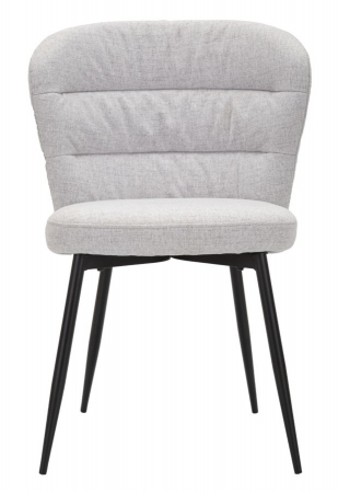 Set de 2 scaune dining gri tapițate, spătar canelat cu decupaj, picioare metalice conice, stil contemporan [2]