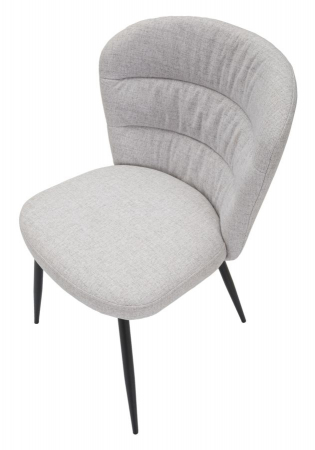 Set de 2 scaune dining gri tapițate, spătar canelat cu decupaj, picioare metalice conice, stil contemporan [4]