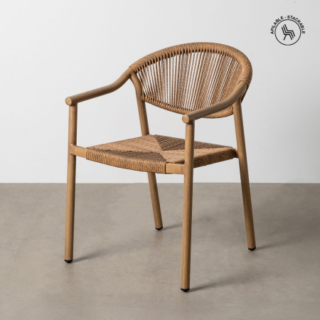 Scaune Exterior - Set 2 scaune grădină aluminiu ratan sintetic maro