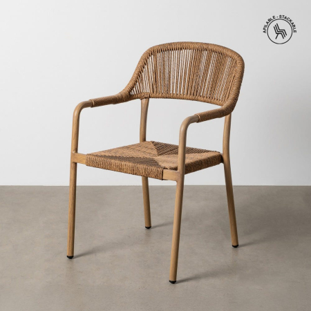 Scaune Exterior - Set 2 scaune grădină aluminiu ratan sintetic maro