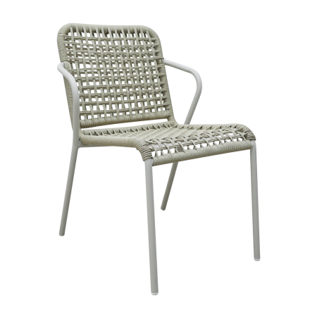 Scaune Dining - Set 2 scaune stivuibile de dining grădină și HORECA din aluminiu și ratan sintetic alb