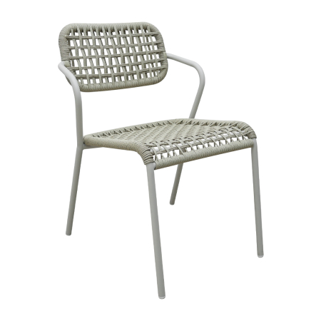 Scaune Dining - Set 2 scaune stivuibile de dining grădină și HORECA din aluminiu și ratan sintetic alb