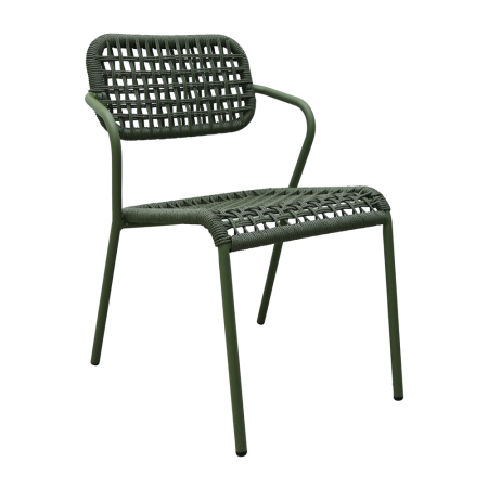 Scaune Dining - Set 2 scaune stivuibile de dining grădină și HORECA din aluminiu și ratan sintetic verde