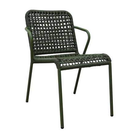Scaune Dining - Set 2 scaune stivuibile de dining grădină și HORECA din aluminiu și ratan sintetic verde