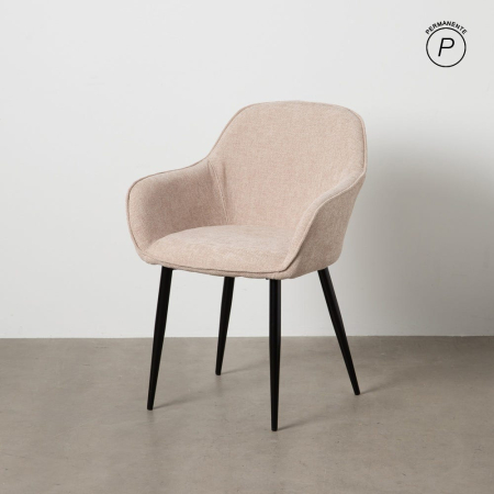 Scaune bej tapițate cu brațe – set 2 bucăți, design curbat horeca