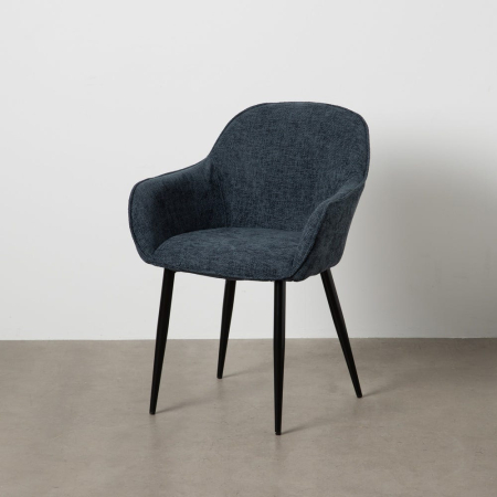 Scaune bleumarin cu brațe și tapițerie textilă – set 2 bucăți, design elegant