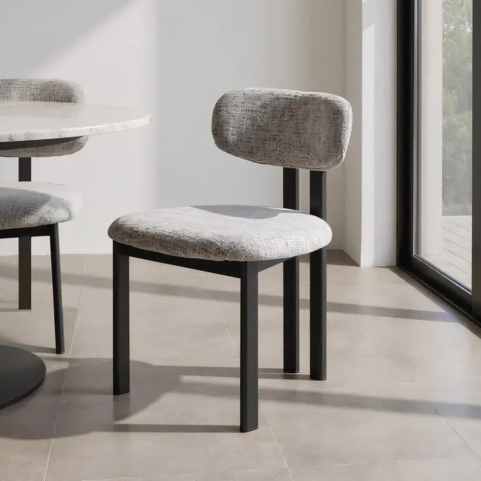 Set 2 scaune gri moderne cu structură metalică – CreativDeco