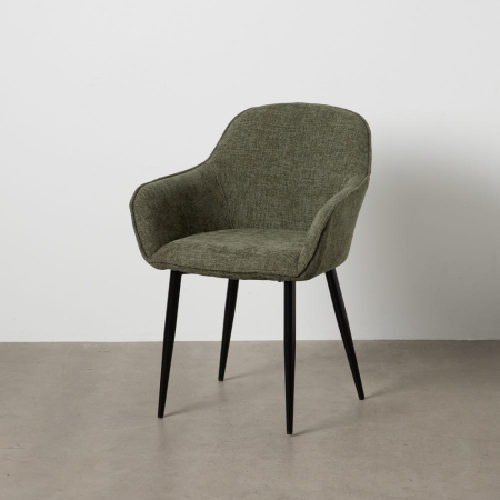 Scaune verzi olive tapițate cu brațe – set 2 bucăți, stil natural modern