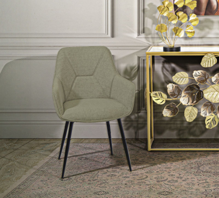 Set 2 scaune dining Vicenza stofă verde cu picioare metalice negre [1]