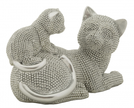Statuete pisică argintie din rășină – imagine principală – Gatto Sparky [1]
