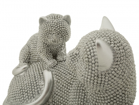 Statuete pisică argintie din rășină – imagine principală – Gatto Sparky [2]