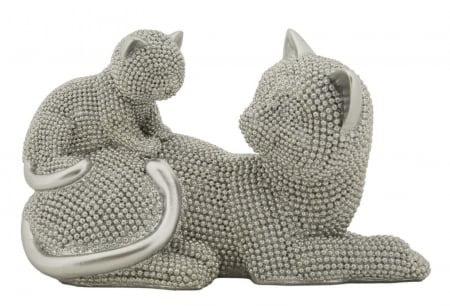 Obiecte decorative - Statuete pisică argintie din rășină – imagine principală – Gatto Sparky