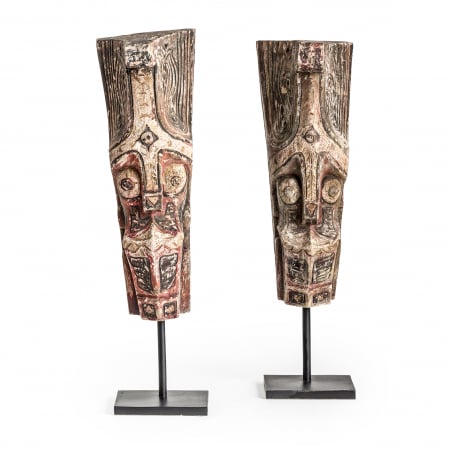 Obiecte decorative - Set statuete primitive fier lemn|Decoratiuni etnice unice