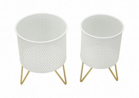 Suporturi Ghivece Alb si Auriu CreativDeco - Accente Subtile pentru Decoruri Moderne [1]