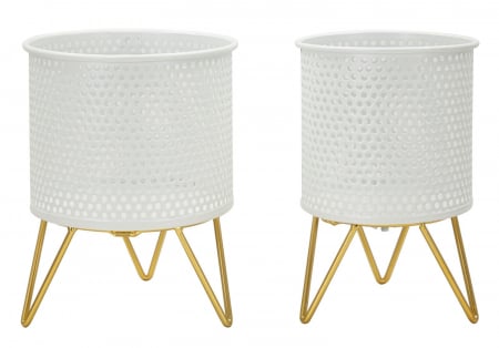 Obiecte decorative - Suporturi Ghivece Alb si Auriu CreativDeco - Accente Subtile pentru Decoruri Moderne