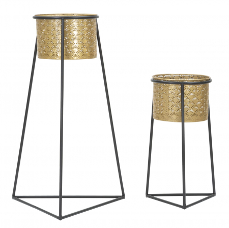 Obiecte decorative - Suporturi Ghivece Negre si Aurii CreativDeco - Contrast Elegant in Decor