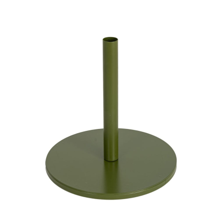 Obiecte decorative in Stil Contemporan - Set 2 suporturi decorative joase din metal verde măsliniu cu bază rotundă și tub vertical pe fundal alb