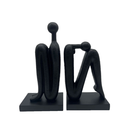Statuete si Sculpturi - Set 2 suporturi decorative pentru cărți figurină abstractă neagră din polirășină 30 x 10 x 30 cm