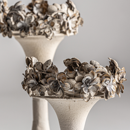 Set 2 suporturi lumanare provensale metal alb antic|Decoratiuni rustice [1]