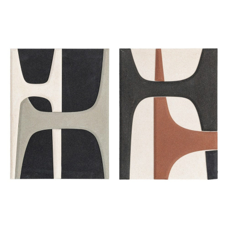 Tablouri - Set 2 tablouri abstracte alb negru și maro din MDF cu forme geometrice
