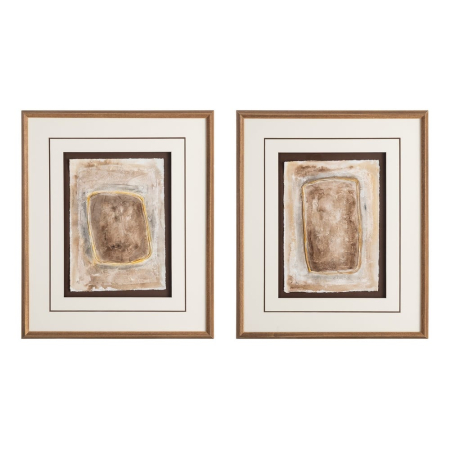 Decoratiuni perete - Set tablouri cu contur auriu pe fond maro