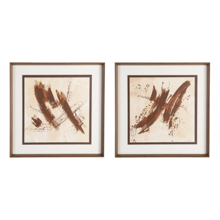 Tablouri - Set 2 tablouri abstracte din lemn și sticlă