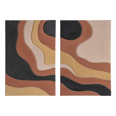 Tablouri - Set 2 tablouri abstracte maro negru și bej din MDF cu forme fluide