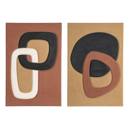 Tablouri - Set 2 tablouri abstracte maro negru și bej din MDF cu forme organice