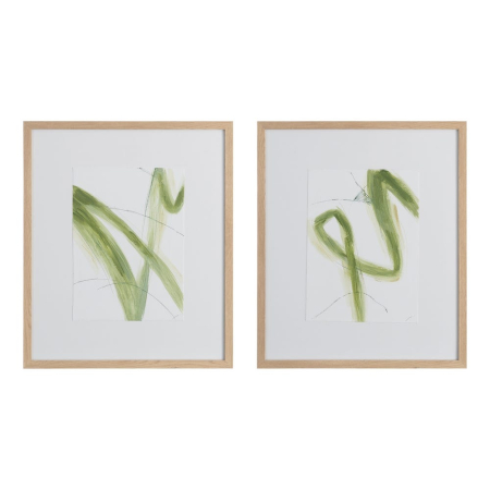 Decoratiuni perete - Set 2 tablouri abstracte pictate manual cu accente verzi