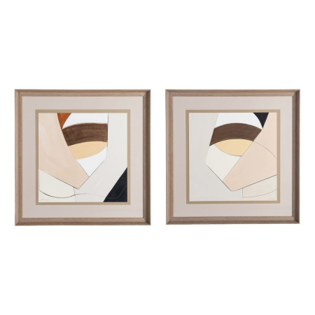 Tablouri - Set 2 tablouri abstracte pictate manual cu rama din lemn si sticla