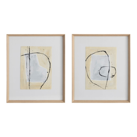 Decoratiuni perete - Set 2 tablouri abstracte pictate manual în tonuri neutre