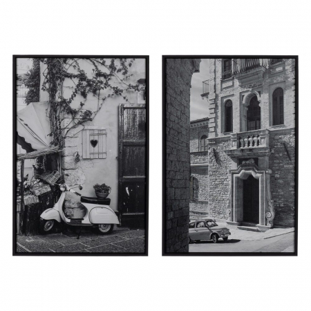 Tablouri - Set tablouri alb-negru Italia vintage Vespa retro 40x60