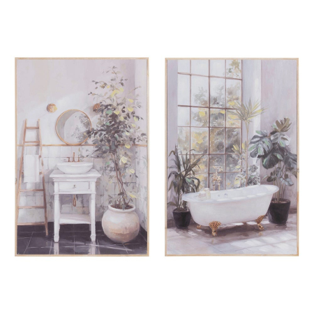 Decor tematic - Set 2 tablouri baie clasică cu plante