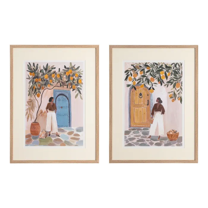 Decor tematic - Set 2 tablouri femeie și portocal
