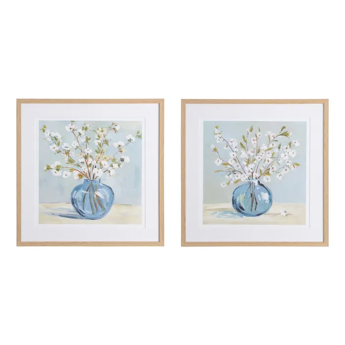 Decor tematic - Set 2 tablouri vas albastru înflorit