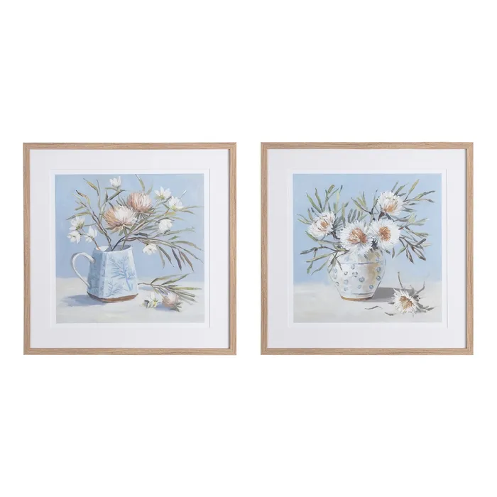 Decor tematic - Set 2 tablouri vase și flori albe