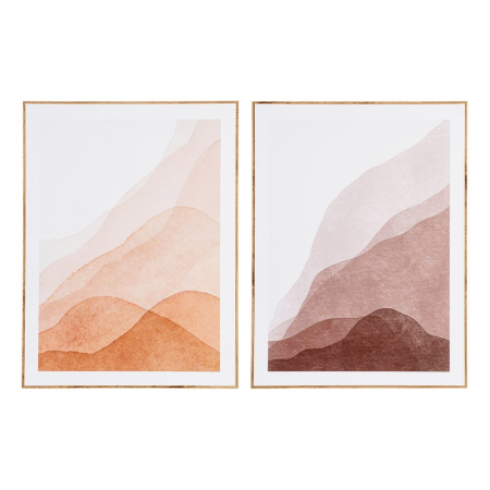 Decoratiuni perete - Set 2 tablouri decorative cu forme ondulate din MDF imprimat cu rama fag