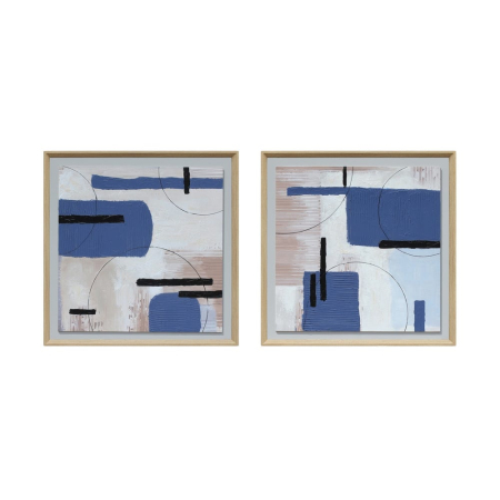 Decoratiuni perete - Pereche de tablouri abstracte cu blocuri albastre