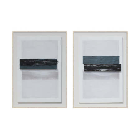 Decoratiuni perete - Pereche de tablouri abstracte minimaliste albastru-negru
