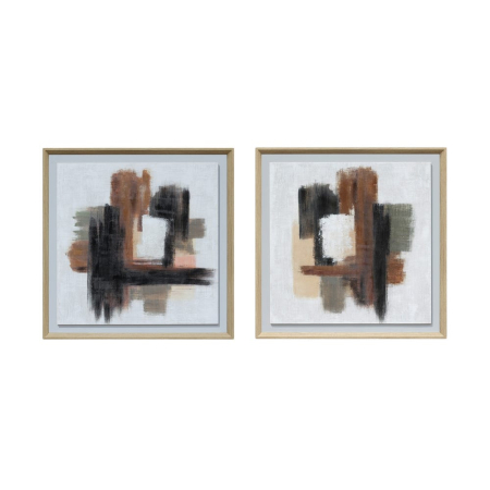 Decoratiuni perete - Pereche de tablouri abstracte cu tuse in cruce