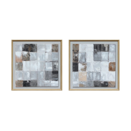 Decoratiuni perete - Pereche de tablouri abstracte tip mozaic gri