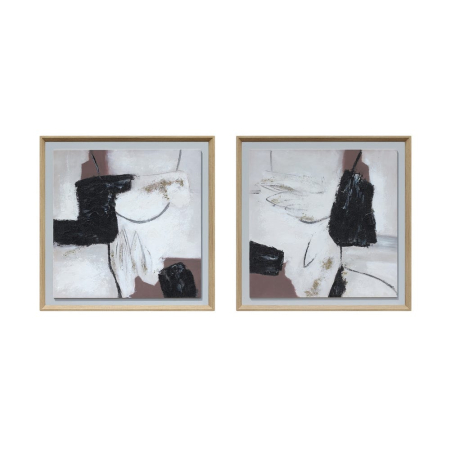 Decoratiuni perete - Pereche de tablouri abstracte minimaliste alb-negru