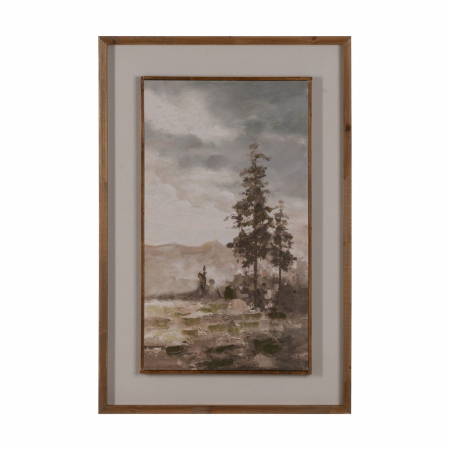Set tablouri abstracte pictate manual cu ramă lemn natural 60x90 cm [2]