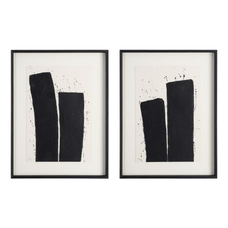 Decoratiuni perete - Pereche de tablouri abstracte cu tuse negre pictate manual
