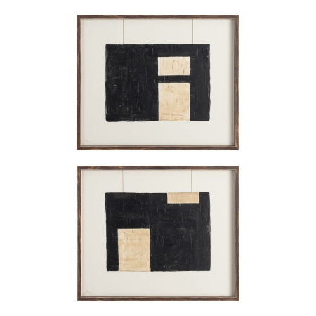 Decoratiuni perete - Set tablouri cu bloc negru texturat si decupaje