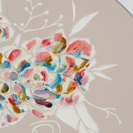 Set 2 tablouri pictate manual boho – chipuri feminine cu flori colorate pe fundal crem [6]